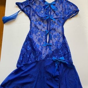 Hot blue contrast lace with neck & back straps